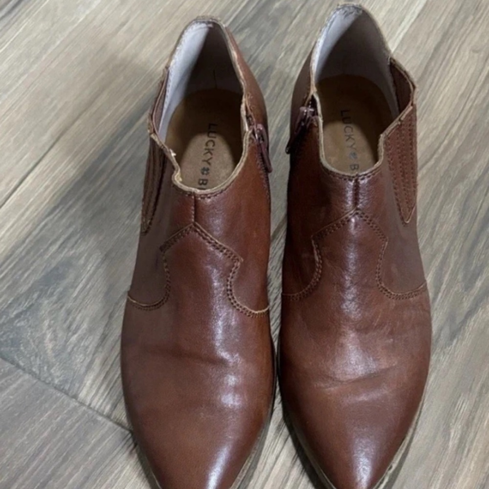 Lucky Brand Brown Leather Pointed Ankle Booties